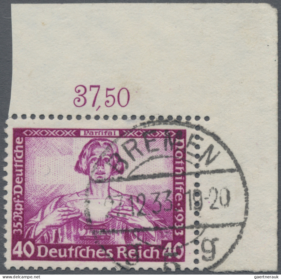 Deutsches Reich - 3. Reich: 1933, 40+35 Pf Wagner, Der Höchstwert Als Bogenecke - Oblitérés