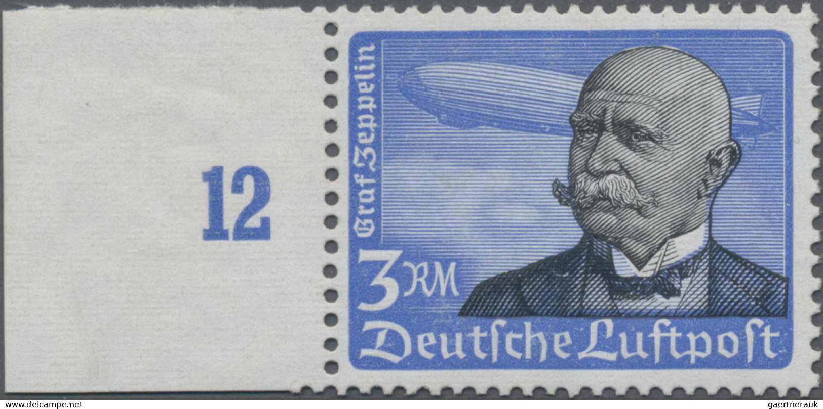 Deutsches Reich - 3. Reich: 1934 Flugpostmarke "Graf Zeppelin" 3 RM Mit Bogenran - Neufs