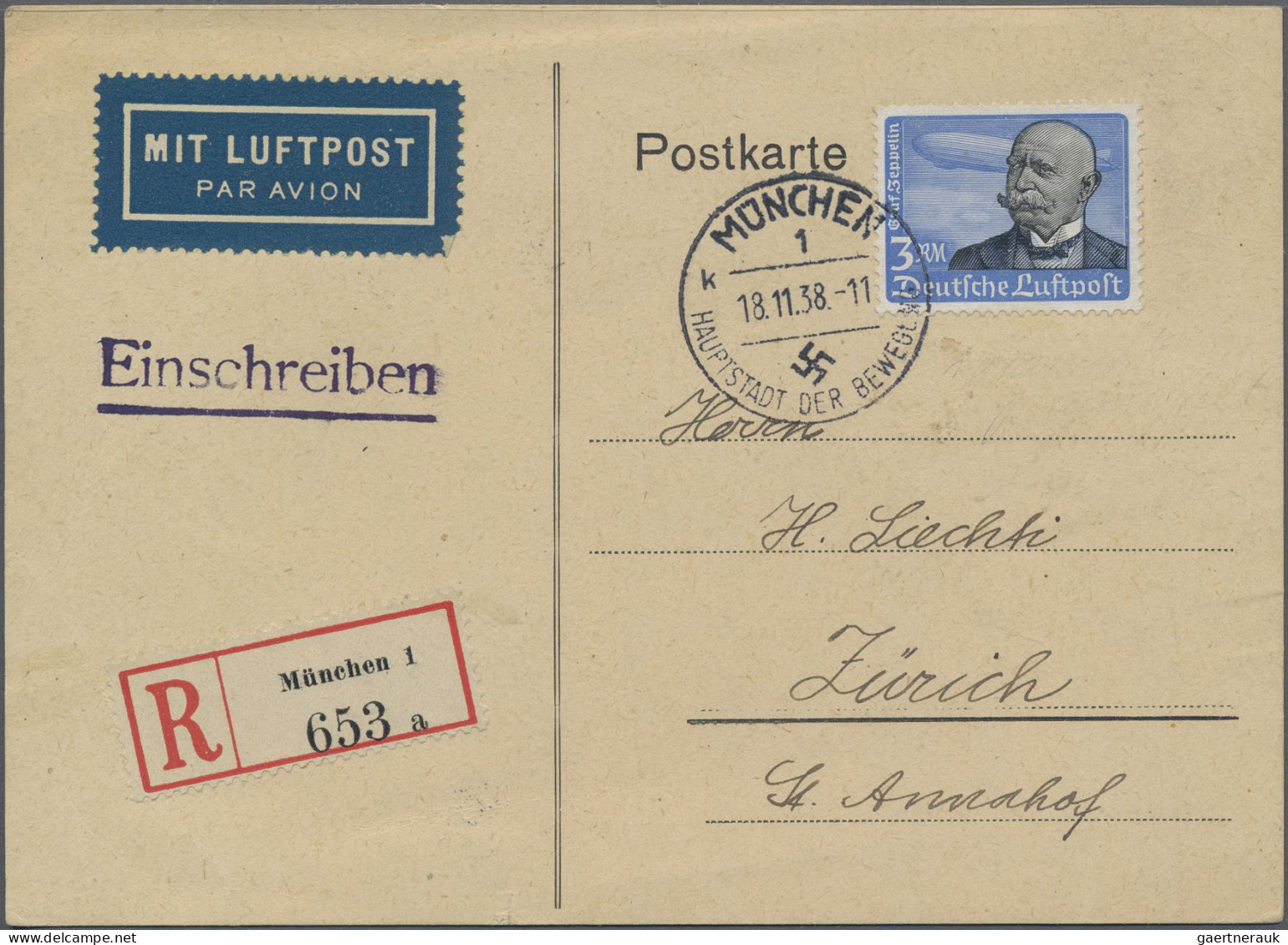 Deutsches Reich - 3. Reich: 1934, Flugpost 3 RM Mit Waagerechter Gummiriffelung - Covers & Documents