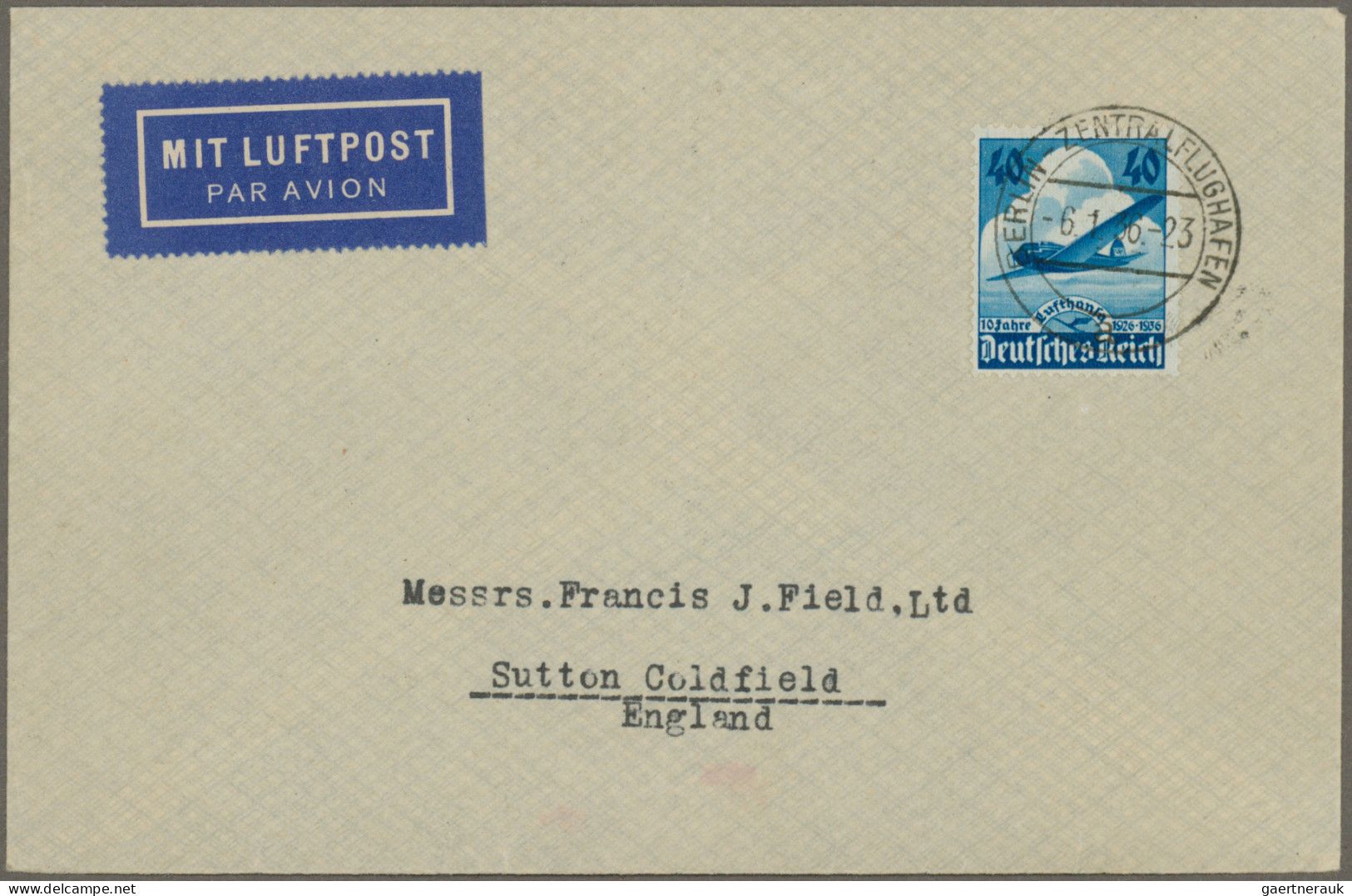 Deutsches Reich - 3. Reich: 1936, 40 Pfg. Lufthansa Auf Luftpostbrief Von "BERLI - Other & Unclassified
