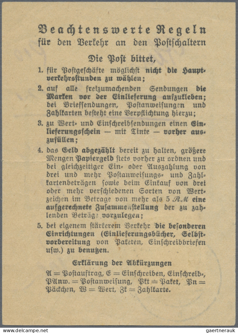 Deutsches Reich - 3. Reich: 1941, 10 Pf Hitler Auf Einlieferungsschein Für Ein P - Briefe U. Dokumente