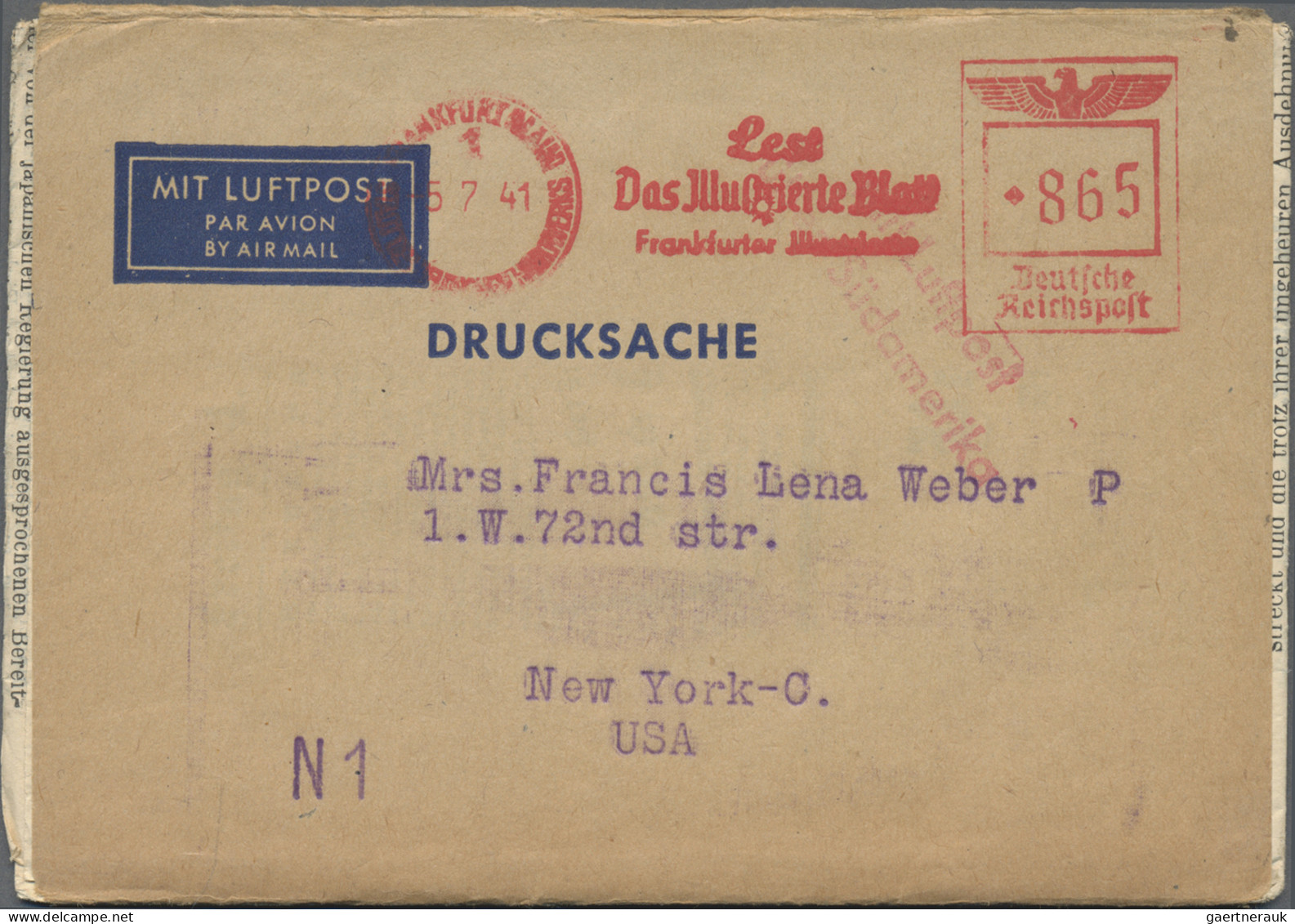 Deutsches Reich - 3. Reich: 1941, Zwei Luftpostdrucksachen-Streifbänder "Das Ill - Briefe U. Dokumente