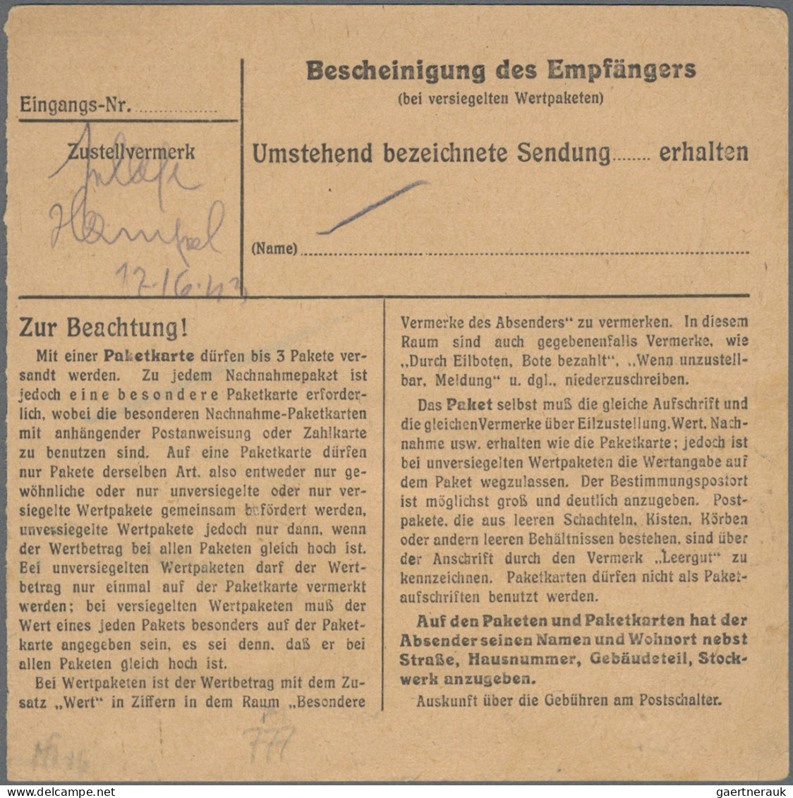 Deutsches Reich - 3. Reich: 1942, 3 M Hitler In A-Zähnung Als MiF Mit 25 Pf Aus - Covers & Documents