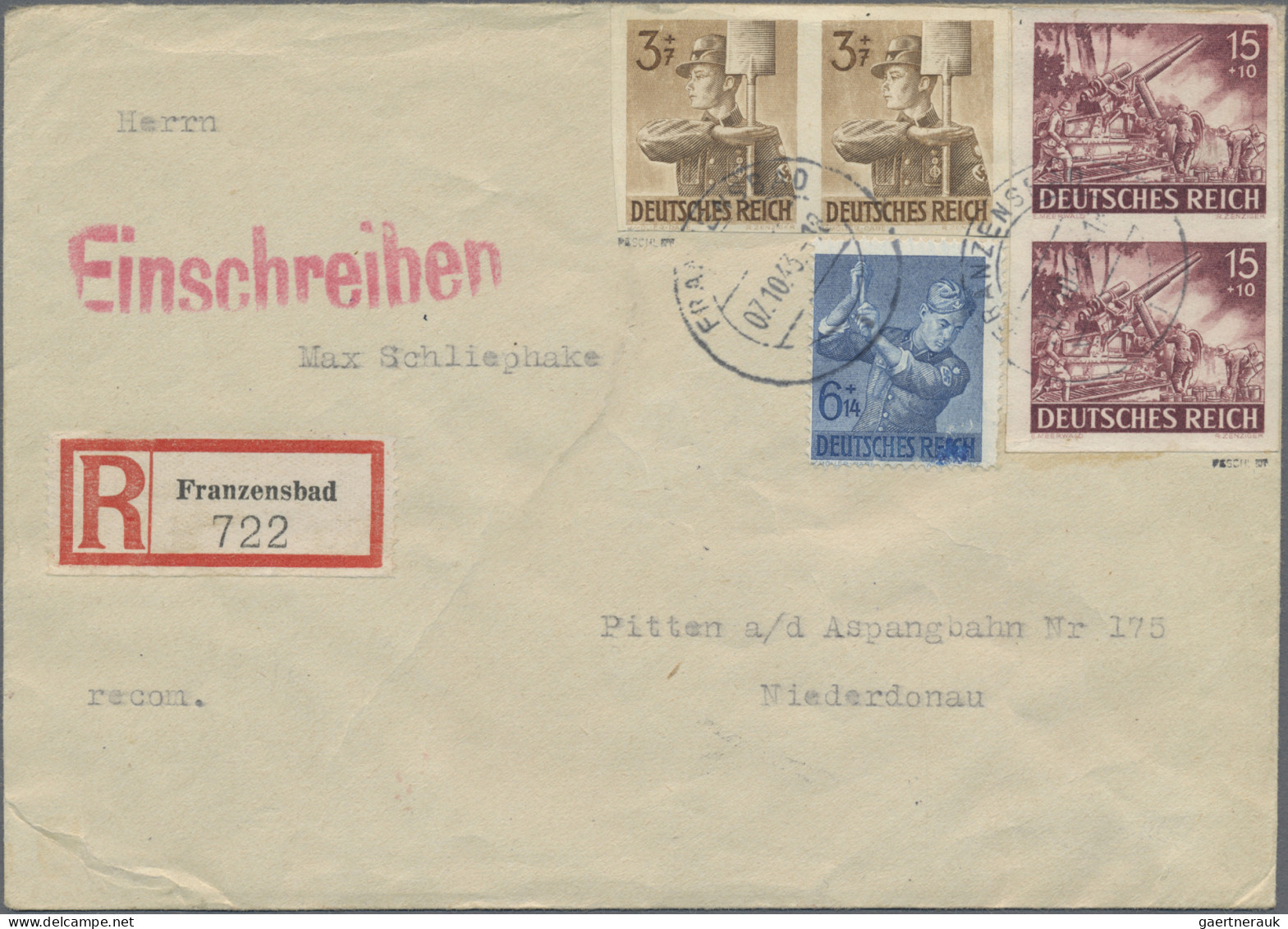 Deutsches Reich - 3. Reich: 1943, 15 (+10) Pfg Heldengedanktag (I), UNGEZÄHNTES - Briefe U. Dokumente