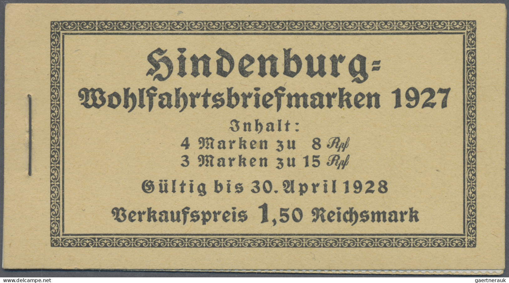 Deutsches Reich - Markenheftchen: 1927 Markenheftchen Hindenburg Mit Dicken, Hel - Libretti