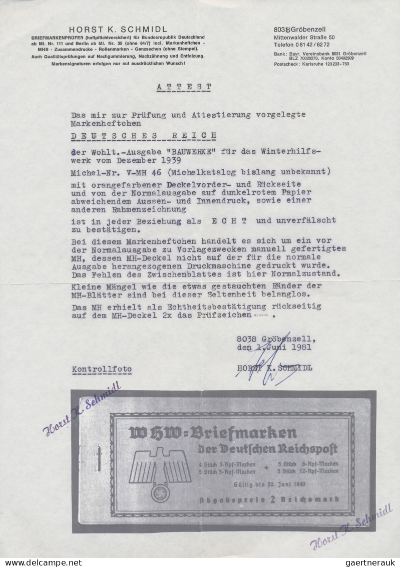 Deutsches Reich - Markenheftchen: 1939, Winterhilfswerk-Markenheftchen Mit ORANG - Carnets