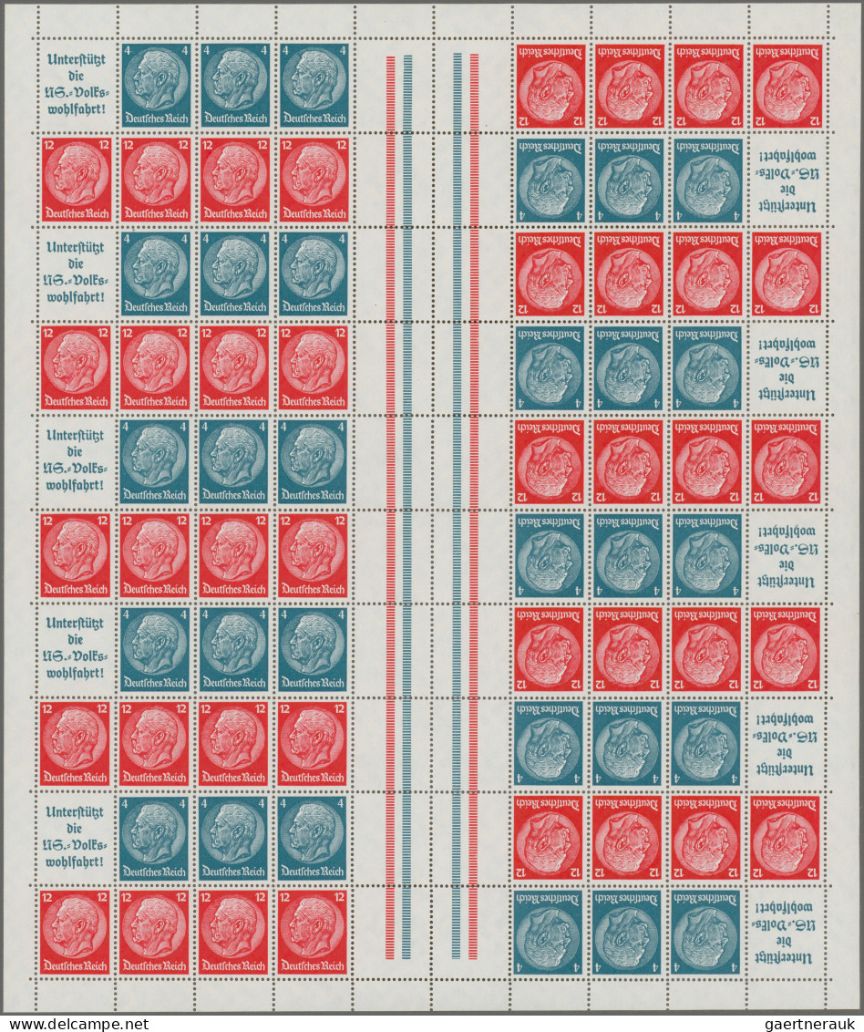 Deutsches Reich - Markenheftchenbogen: 1937/1939, Hindenburg, Vier Markenheftche - Postzegelboekjes
