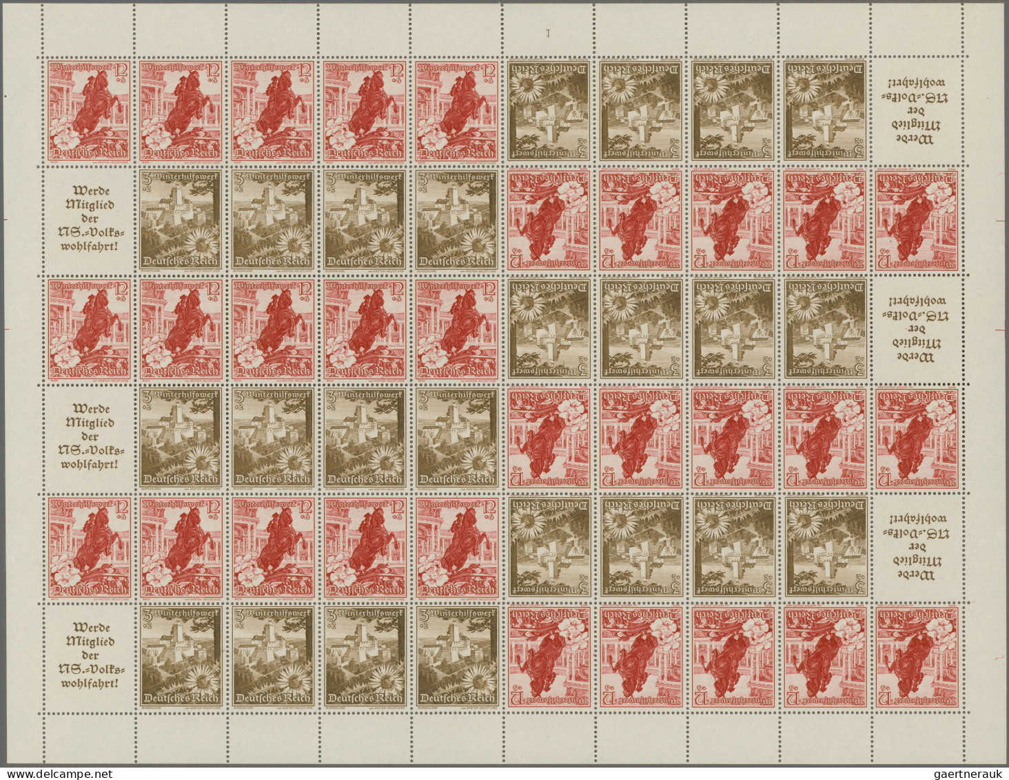 Deutsches Reich - Markenheftchenbogen: 1938, WHW Ostmarklandschaften, Beide Mark - Postzegelboekjes