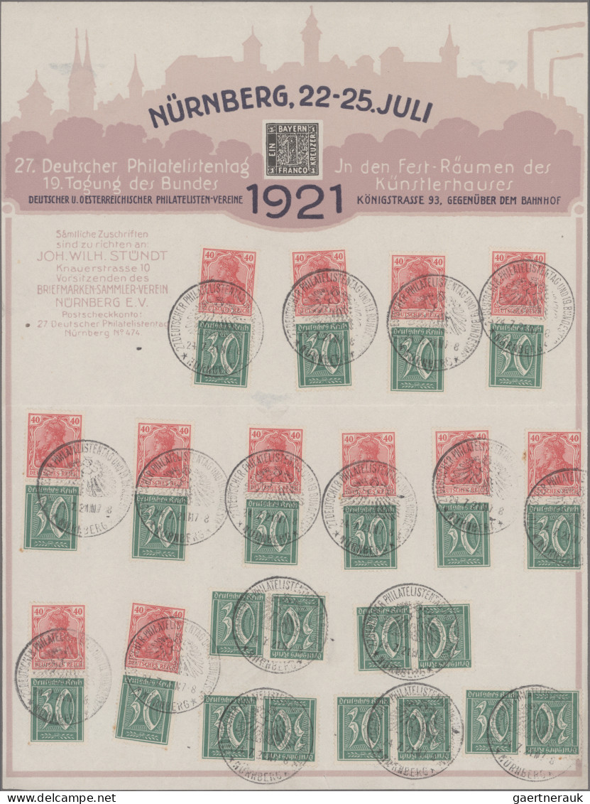 Deutsches Reich - Zusammendrucke: 1921, Germania/Ziffern, Gedenkblatt Anlässlich - Zusammendrucke