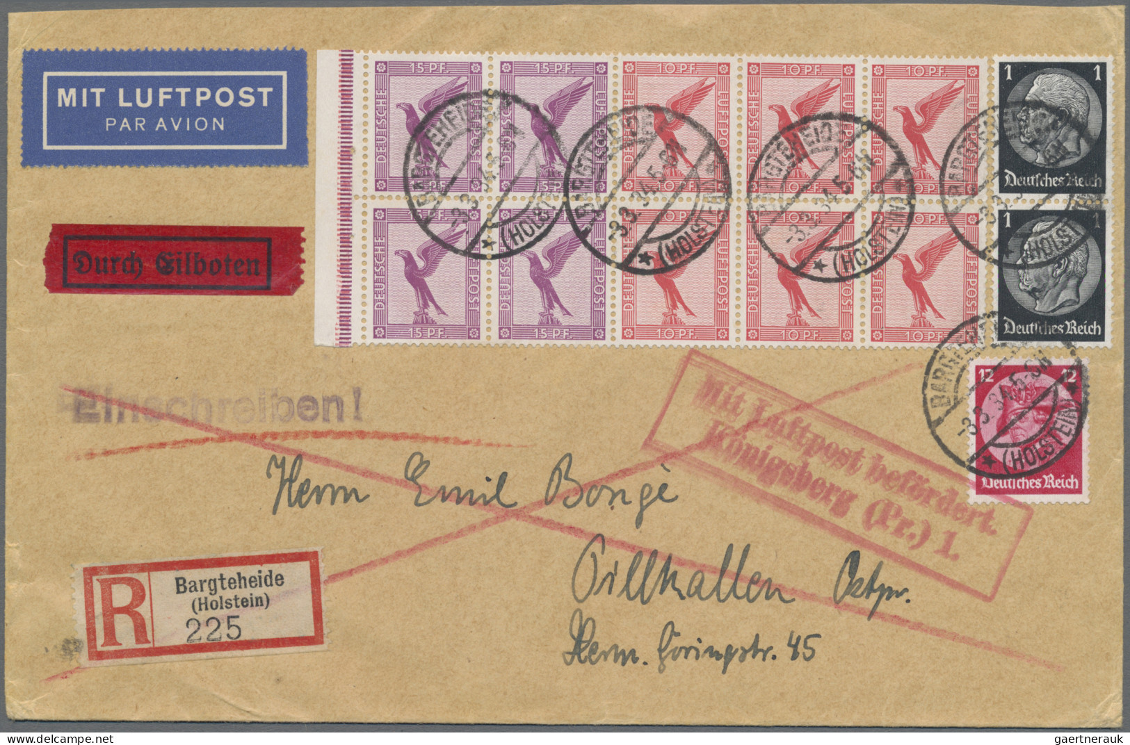 Deutsches Reich - Zusammendrucke: 1931, Komplettes H-Blatt 10 U.15 Pf. Flugpost - Zusammendrucke