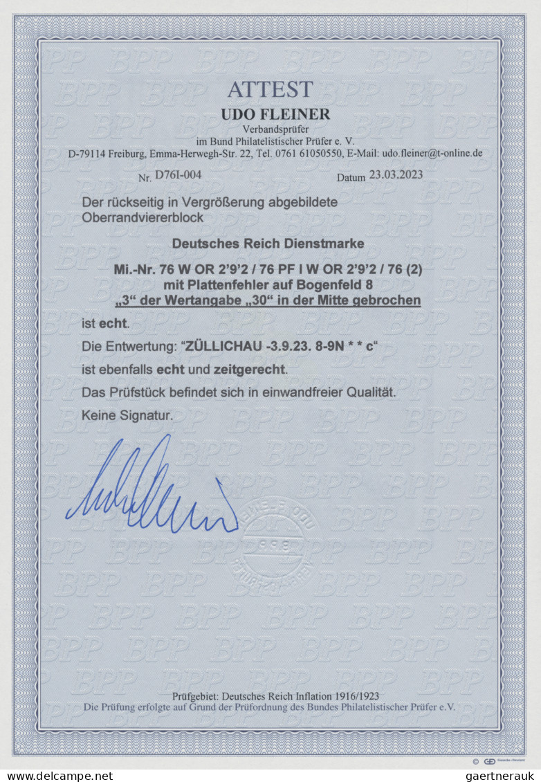 Deutsches Reich - Dienstmarken: 1923, Dienstmarke 30 M Mit Aufdruck, Seltener Wa - Dienstzegels