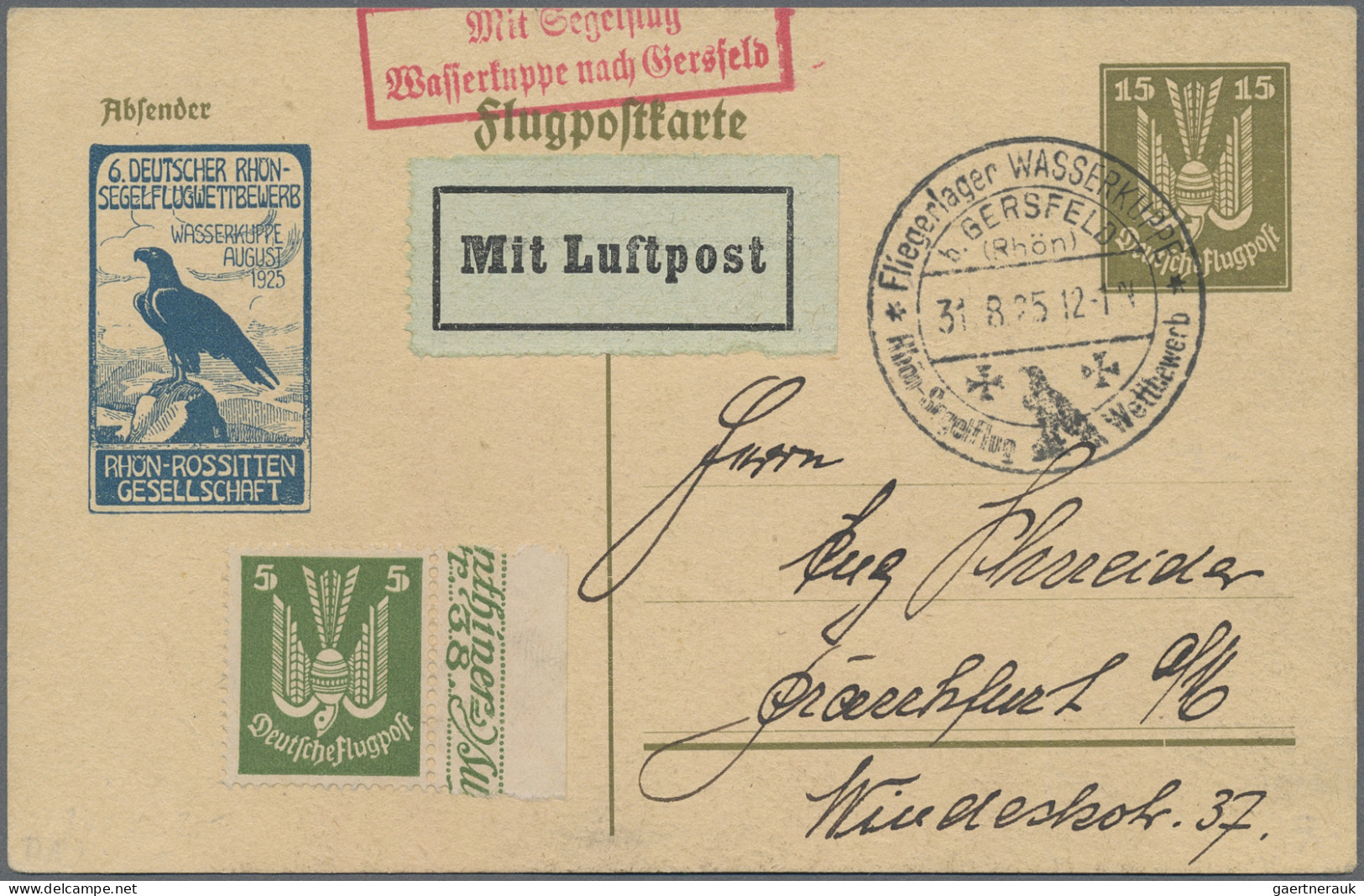 Deutsches Reich - Halbamtliche Flugmarken: 1924/1925, Drei Segelflugkarten: Flug - Airmail & Zeppelin