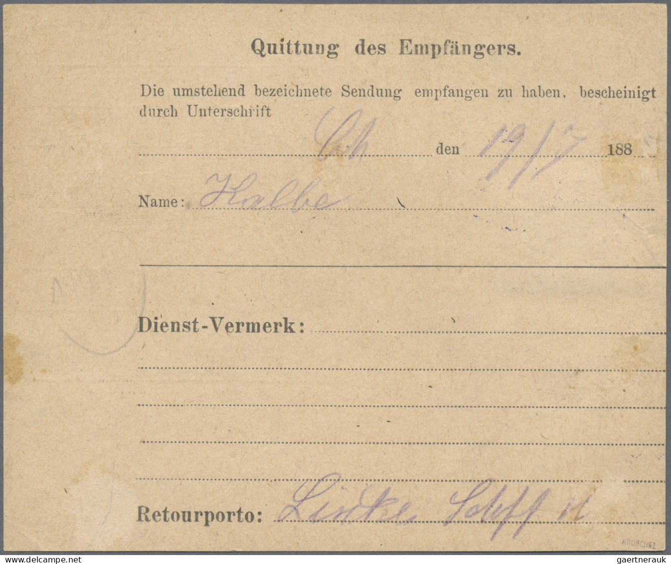 Deutsches Reich - Privatpost (Stadtpost): BERLIN: 1884 Berliner Packetfahrt: Pak - Privatpost