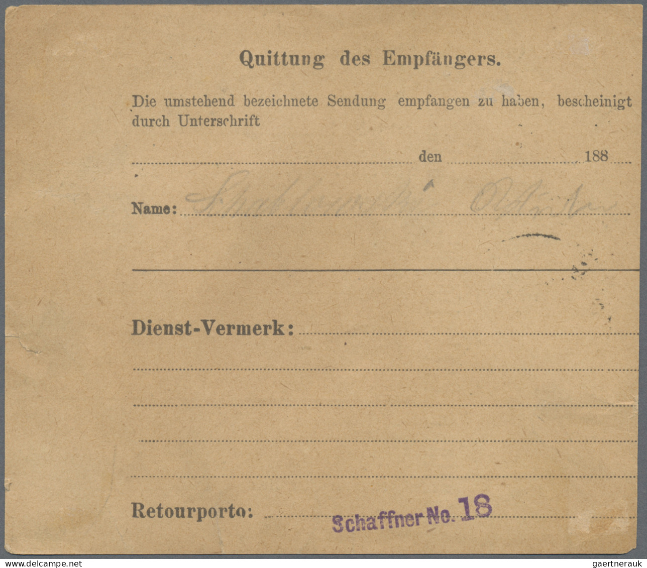 Deutsches Reich - Privatpost (Stadtpost): BERLIN: 1884 Berliner Packetfahrt: Pak - Privatpost