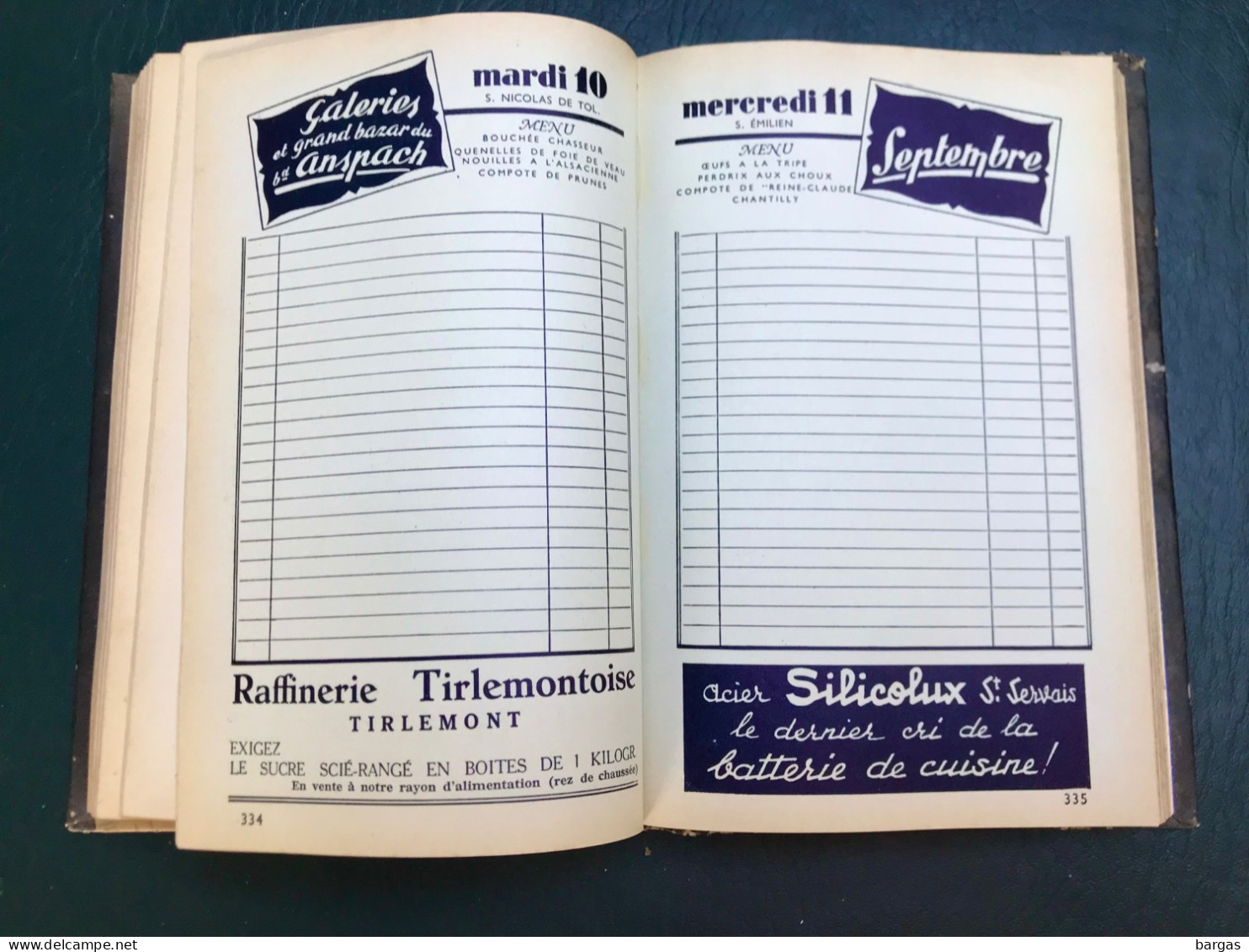 1940 gros calendrier agenda pour les galeries et grand bazar du boulevard anspach bruxelles commerce théâtre ... 520p