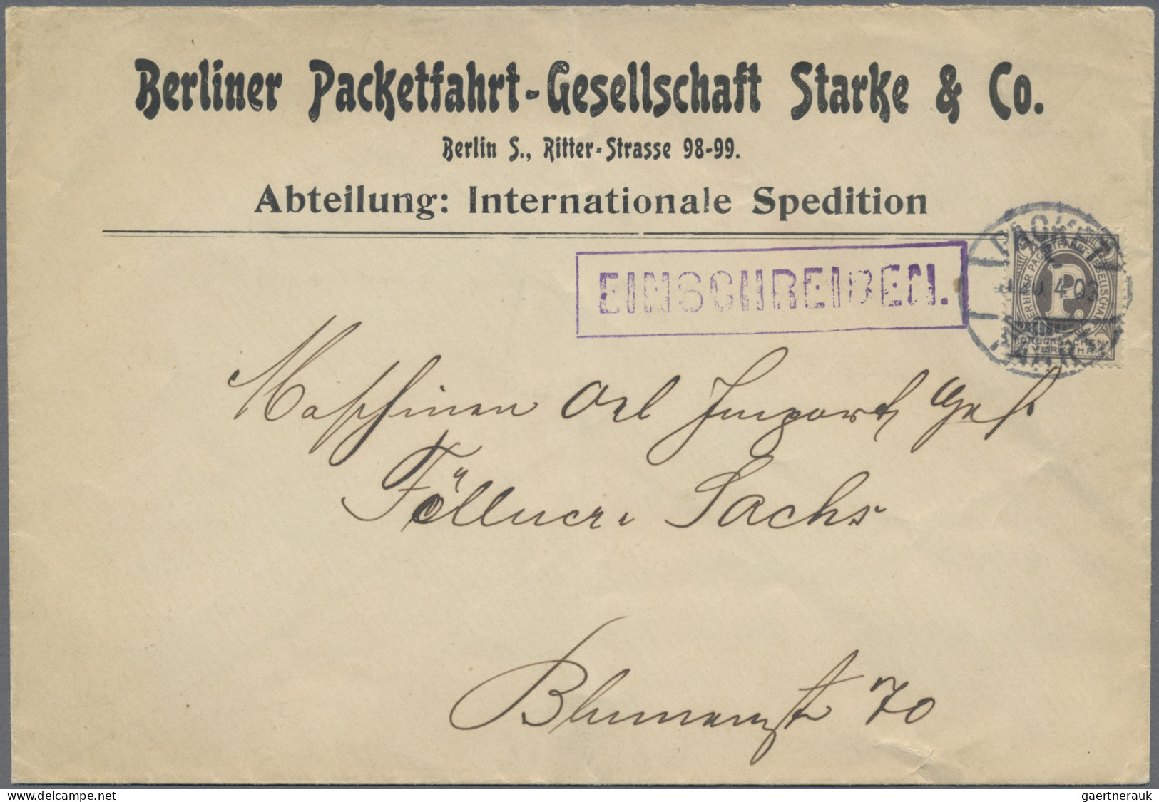 Deutsches Reich - Privatpost (Stadtpost): BERLIN: 1896 - 1903 Packetfahrt, Sonde - Privatpost