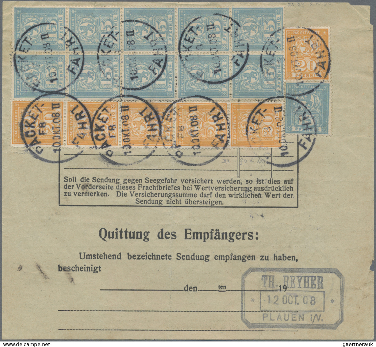 Deutsches Reich - Privatpost (Stadtpost): BERLIN: 1908, Packet-Fahrt, 15 Pfg. He - Posta Privata & Locale