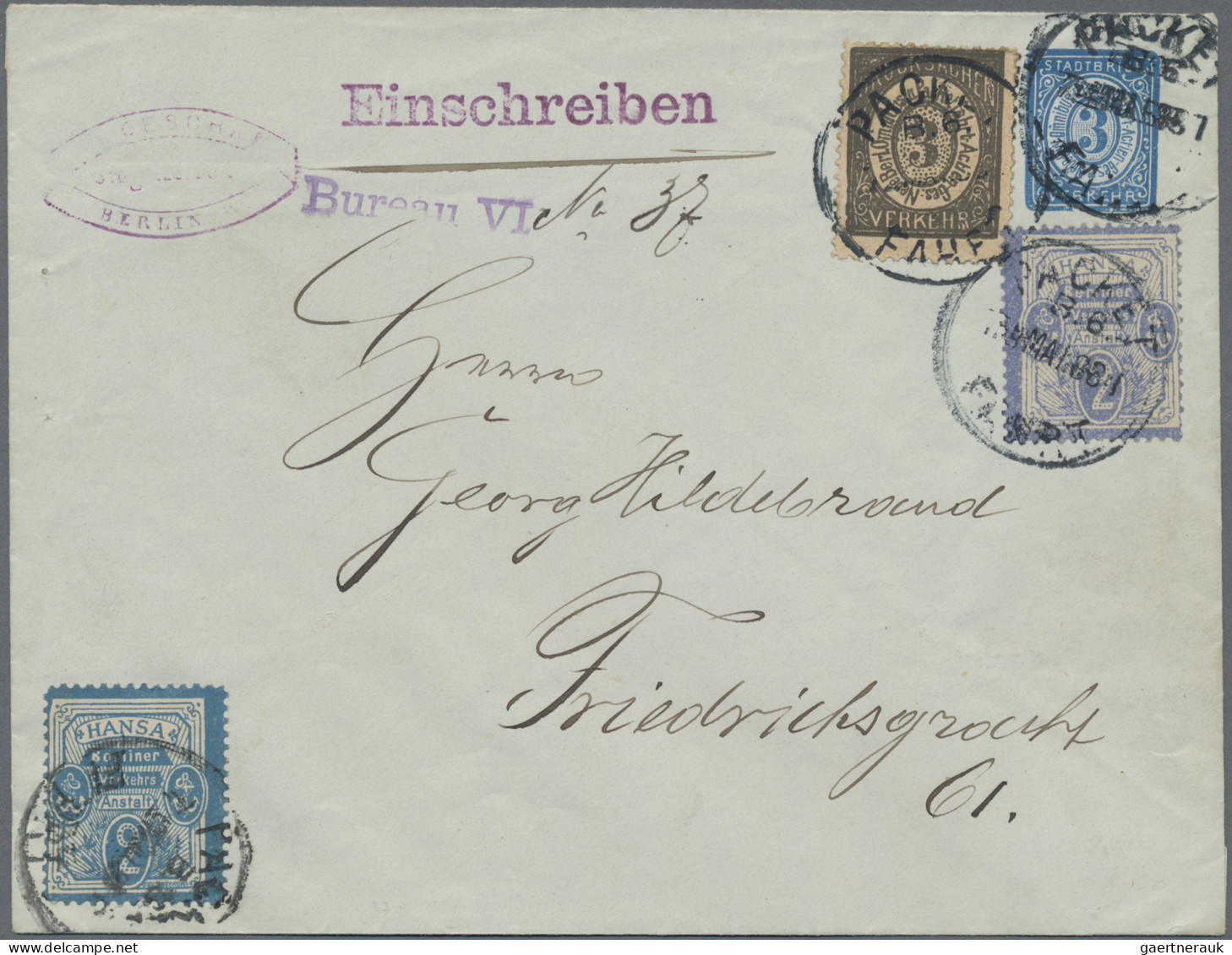 Deutsches Reich - Privatpost (Stadtpost): 1888, BERLIN/Hansa I, Packetfahrt, 3 P - Private & Local Mails