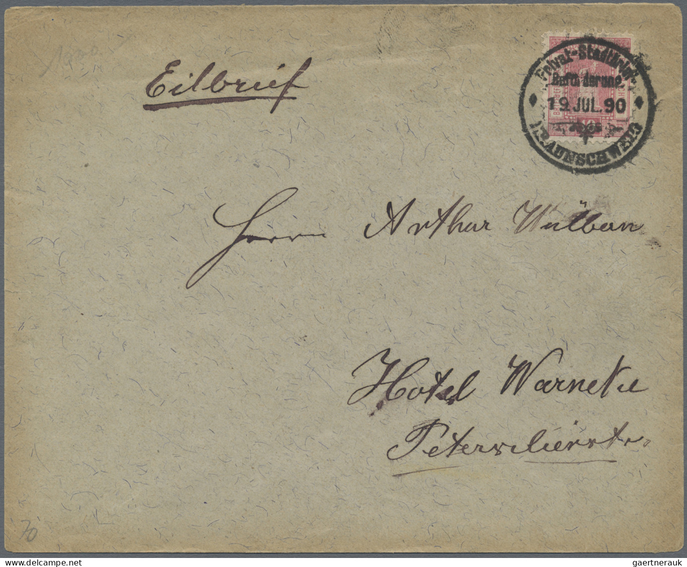 Deutsches Reich - Privatpost (Stadtpost): BRAUNSCHWEIG/Hammonia, 1890, 10 Pf. Ro - Private & Local Mails