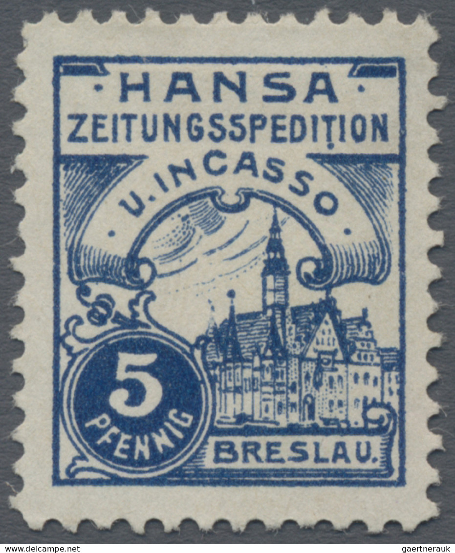 Deutsches Reich - Privatpost (Stadtpost): 1900, BRESLAU/Hansa-Incasso, 5 Pf. Rat - Postes Privées & Locales