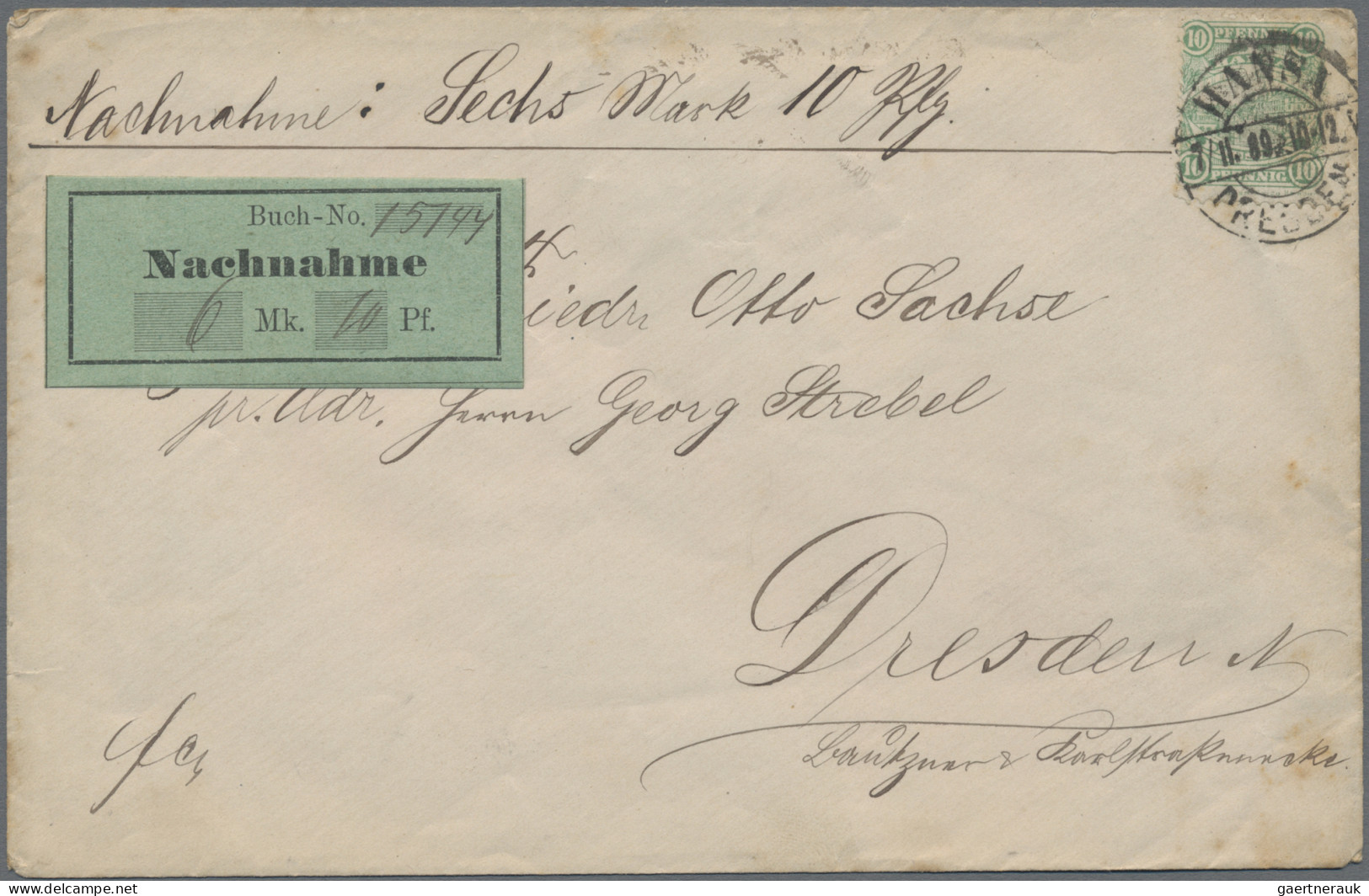 Deutsches Reich - Privatpost (Stadtpost): 1889, DRESDEN/Hansa, 10 Pf. Brühlsche - Privatpost