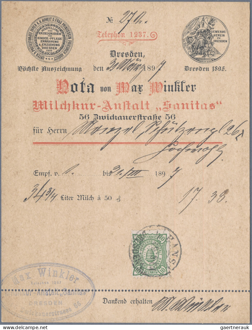 Deutsches Reich - Privatpost (Stadtpost): 1897, DRESDEN/Hansa, 10 Pf. Bienenkorb - Private & Lokale Post