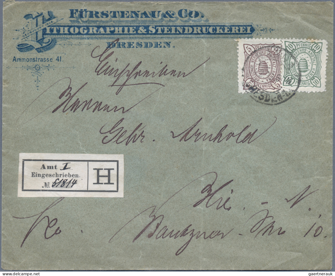 Deutsches Reich - Privatpost (Stadtpost): 1898, DRESDEN/Hansa, 10 Pf. Bienenkorb - Privatpost