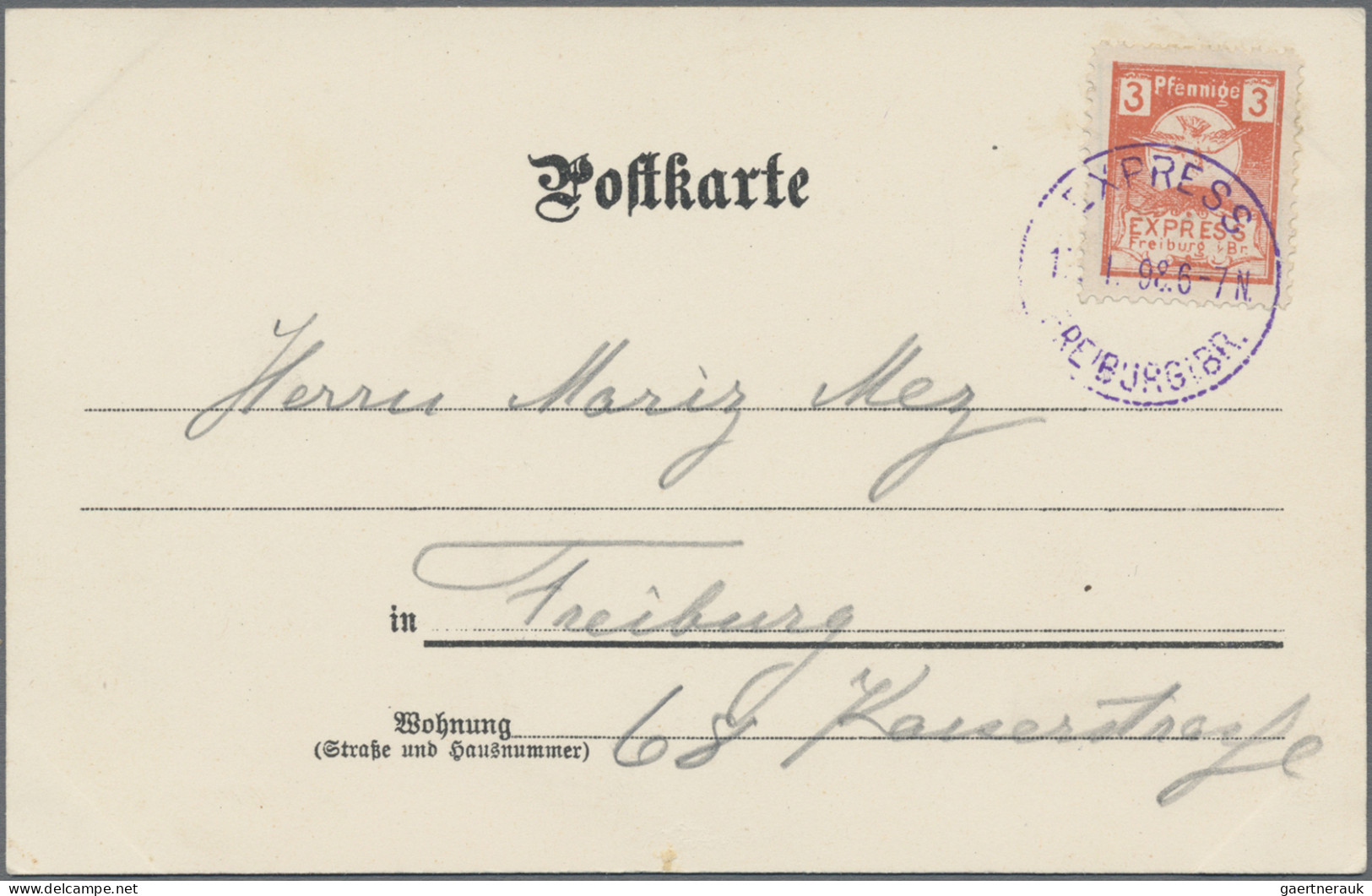 Deutsches Reich - Privatpost (Stadtpost): 1897 "Freiburg I.B. - Privatpost - Exp - Posta Privata & Locale