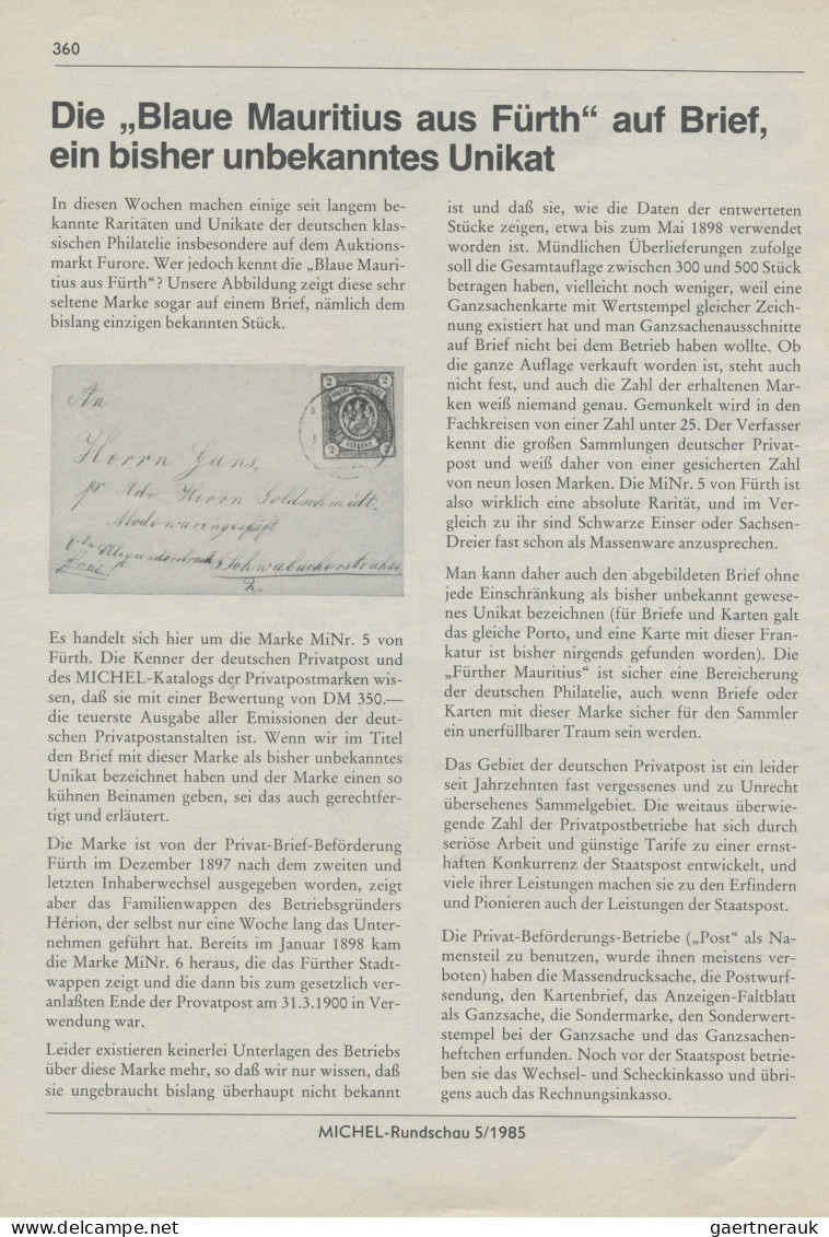 Deutsches Reich - Privatpost (Stadtpost): 1897 "Fürth - Privatpost": Hérionwappe - Privatpost