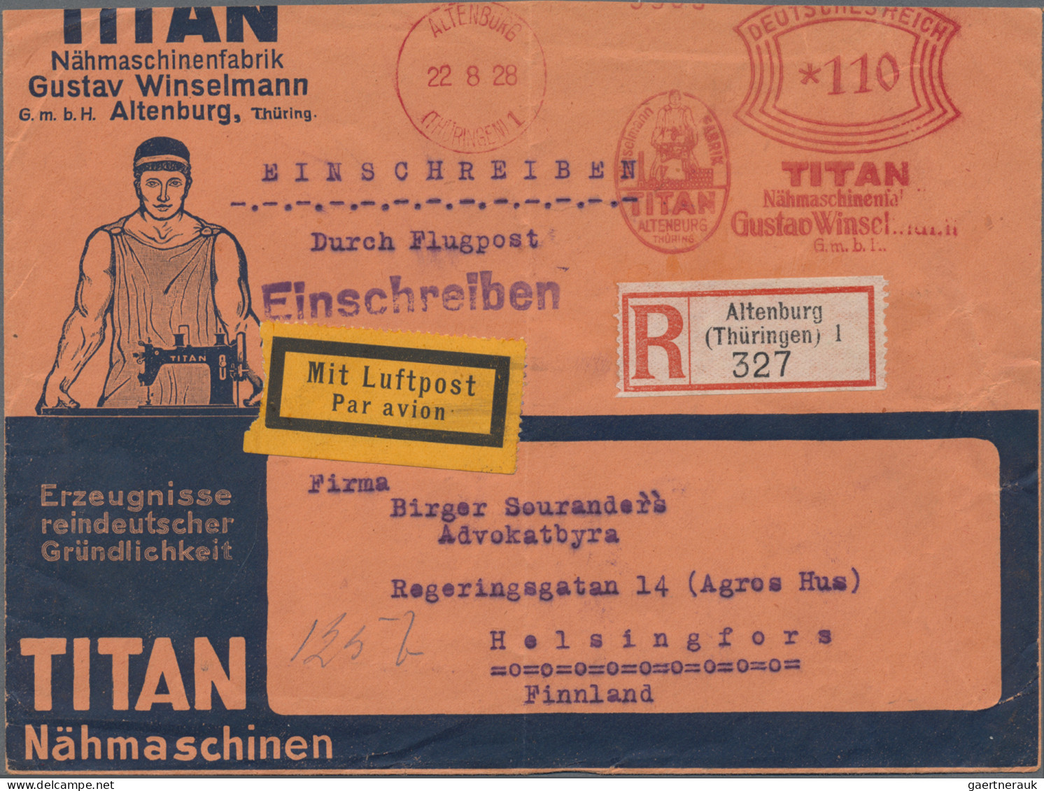 Deutsches Reich - Stempel: 1928, 110 Pfg.-Freistempler Auf Vordruck-Firmenumschl - Machines à Affranchir (EMA)