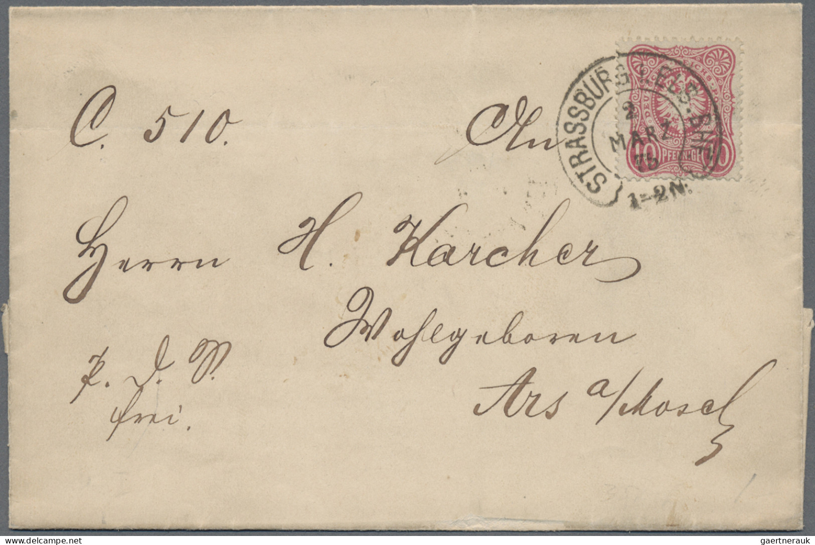 Deutsches Reich - Hufeisenstempel: STRASSBURG 1875, 10 Pfe Auf Dekorativem Prach - Franking Machines (EMA)