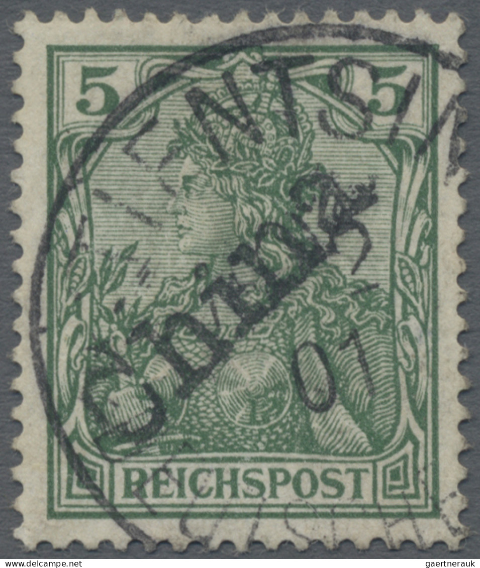 Deutsche Post In China: 1901, 5 Pf Germania Reichspost Mit Handstempelaufdruck " - Chine (bureaux)