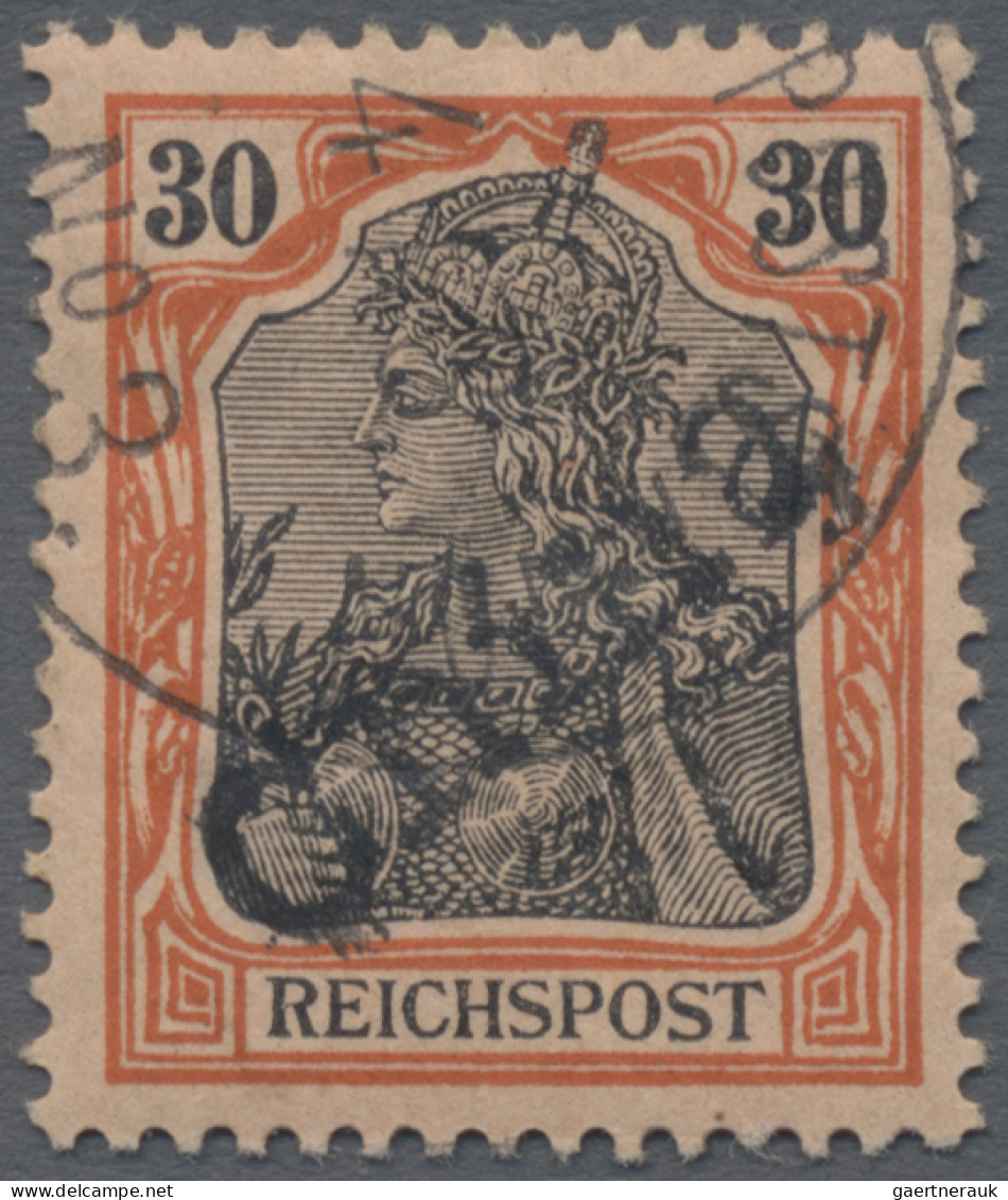 Deutsche Post In China: 1901, 30 Pf Germania Reichspost Mit Handstempelaufdruck - China (kantoren)