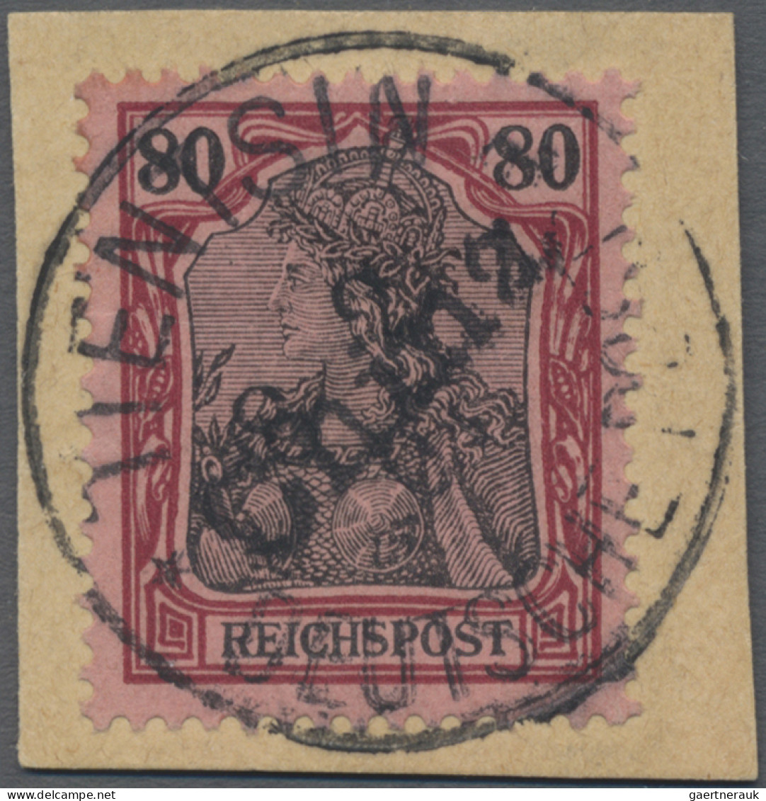 Deutsche Post In China: 1901, 80 Pf Germania Reichspost Mit Handstempelaufdruck, - Deutsche Post In China