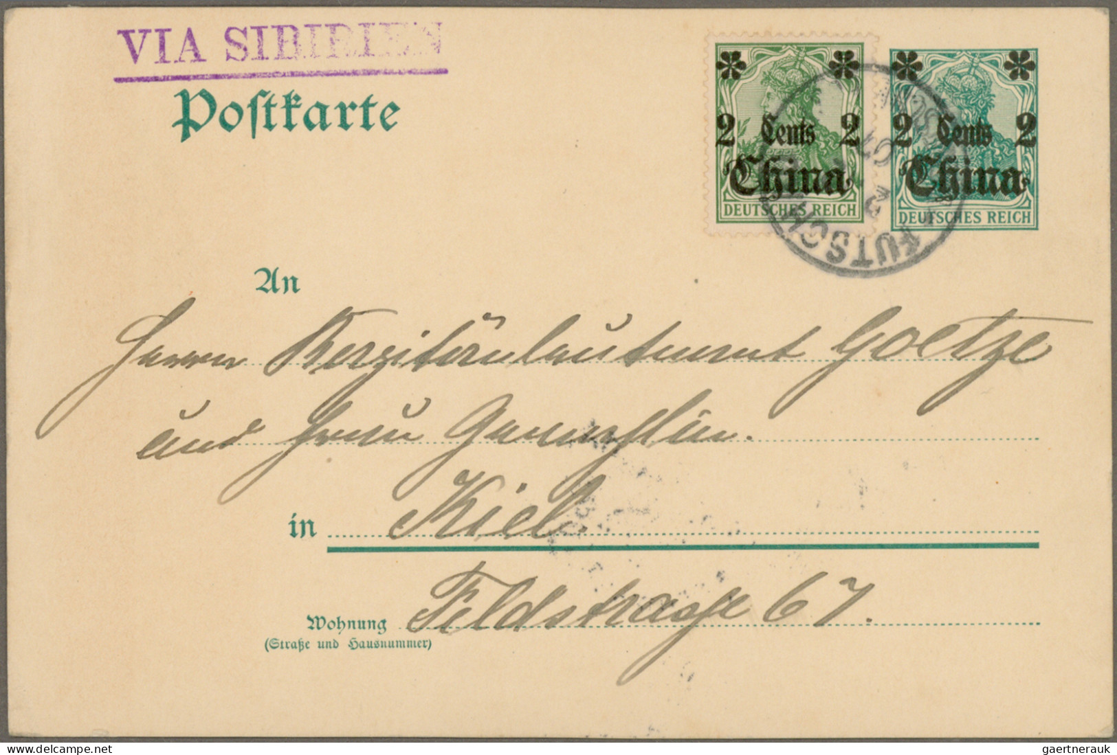 Deutsche Post in China: 1905/1917, Partie mit 8 Belegen, dabei Mi.39 mit seltene