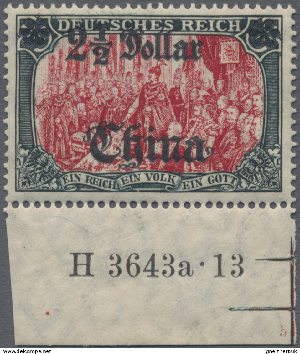 Deutsche Post In China: 1906, Germania Mit Wasserzeichen, 2½ Dollar Auf 5 Mk., P - Chine (bureaux)