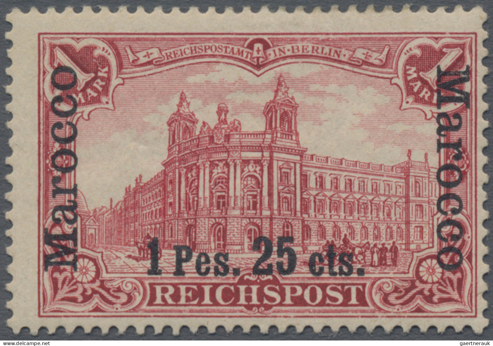 Deutsche Post In Marokko: 1900, Freimarke 1 P 25 C Auf 1 M Rot Mit Aufdrucktype - Morocco (offices)