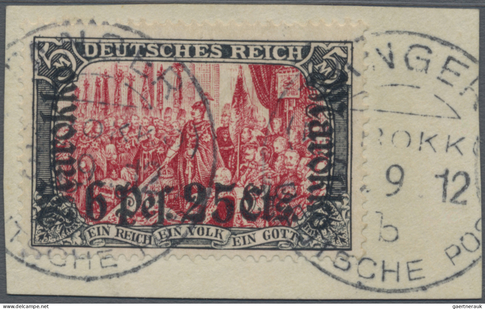 Deutsche Post In Marokko: 1911, Deutsches Reich, KK-Aufdruck, 6.25 P. Auf 5 Mk., - Deutsche Post In Marokko