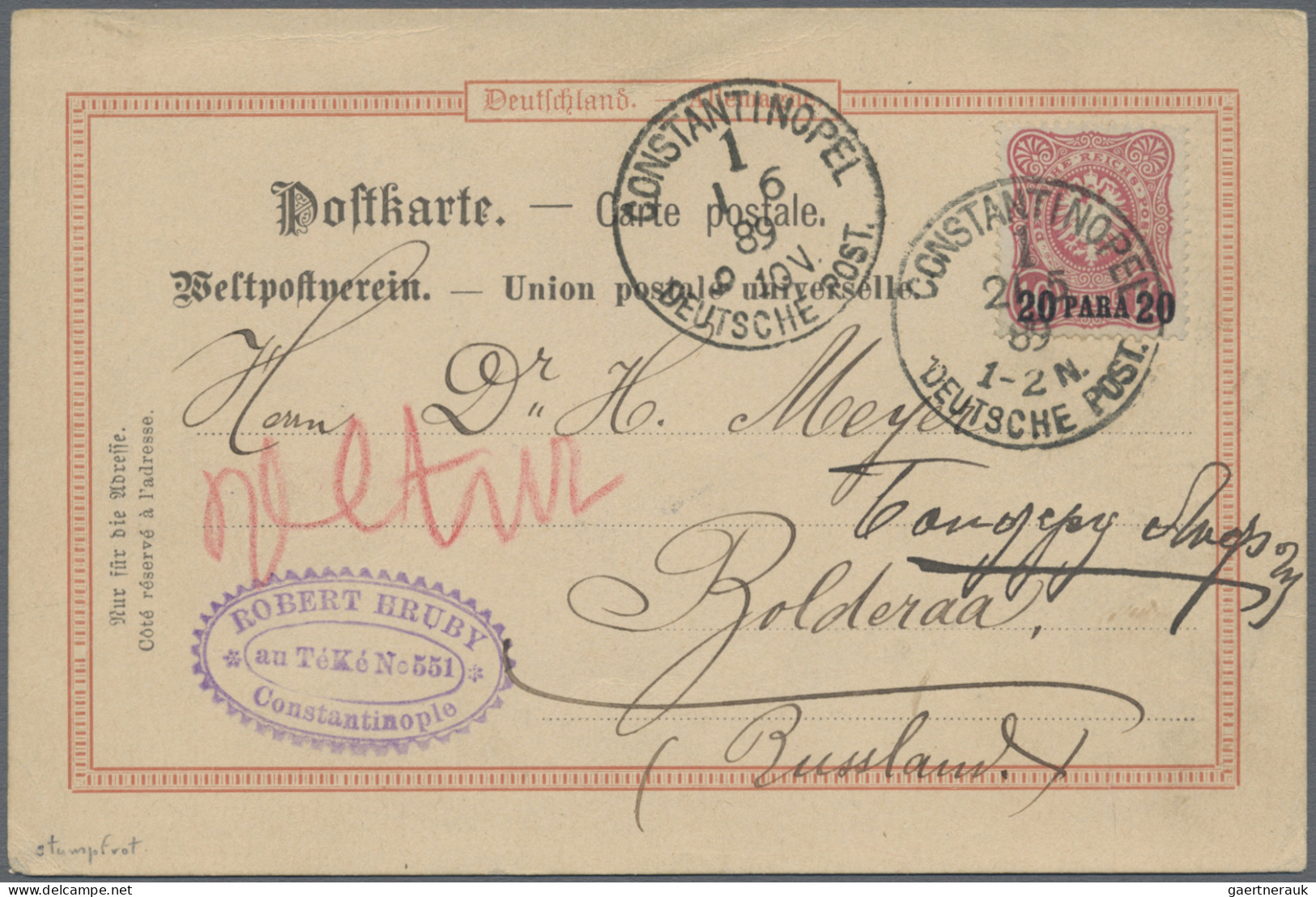 Deutsche Post In Der Türkei: 1884, Überdruck-Ausgabe, 20 P. Auf 10 Pfg, Einzelfr - Deutsche Post In Der Türkei