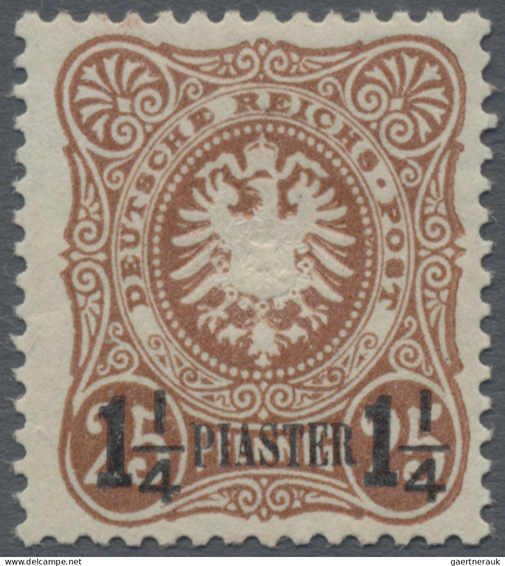 Deutsche Post In Der Türkei: 1887, Freimarke 1¼ PIA Auf 25 Pf Orangebraun Mit Ec - Turkey (offices)