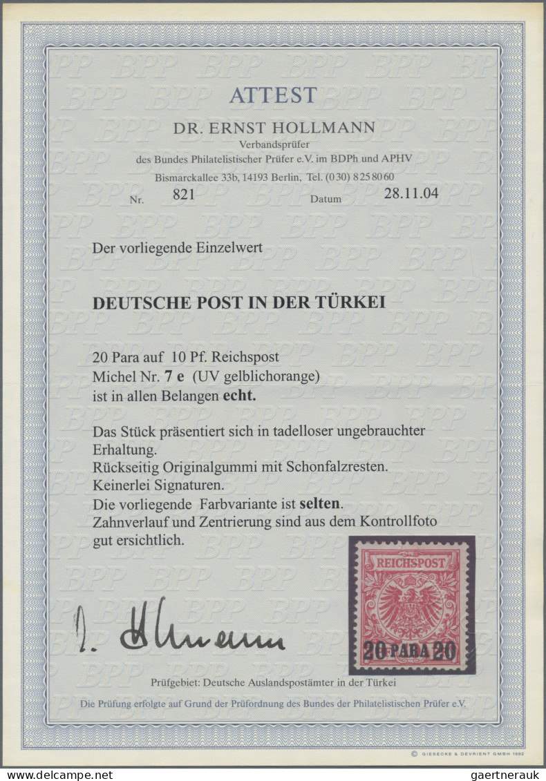 Deutsche Post In Der Türkei: 1889, Adler, 20 P. Auf 10 Pfg. Dunkelrosa(rot), Tad - Turquie (bureaux)