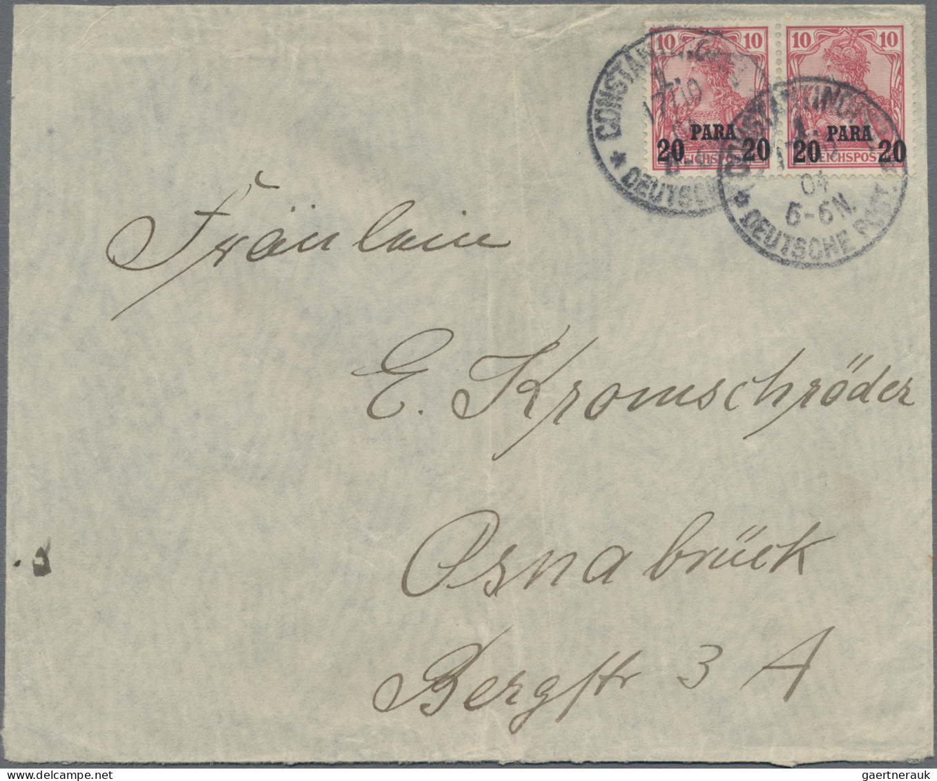 Deutsche Post In Der Türkei: 1900, 20 Pa Auf 10 Pfg Germania Dunkelkarminrot Im - Turkse Rijk (kantoren)