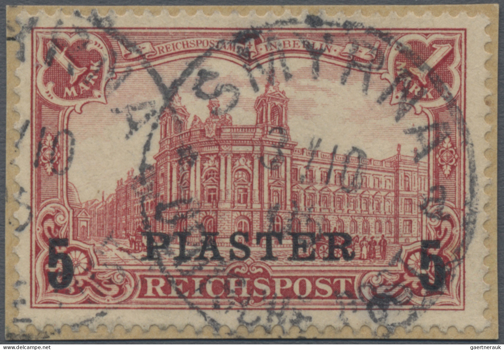 Deutsche Post In Der Türkei: 1903, 5 PIA Auf 1 M Dunkelkarminrot Mit Echtem Aufd - Turquie (bureaux)