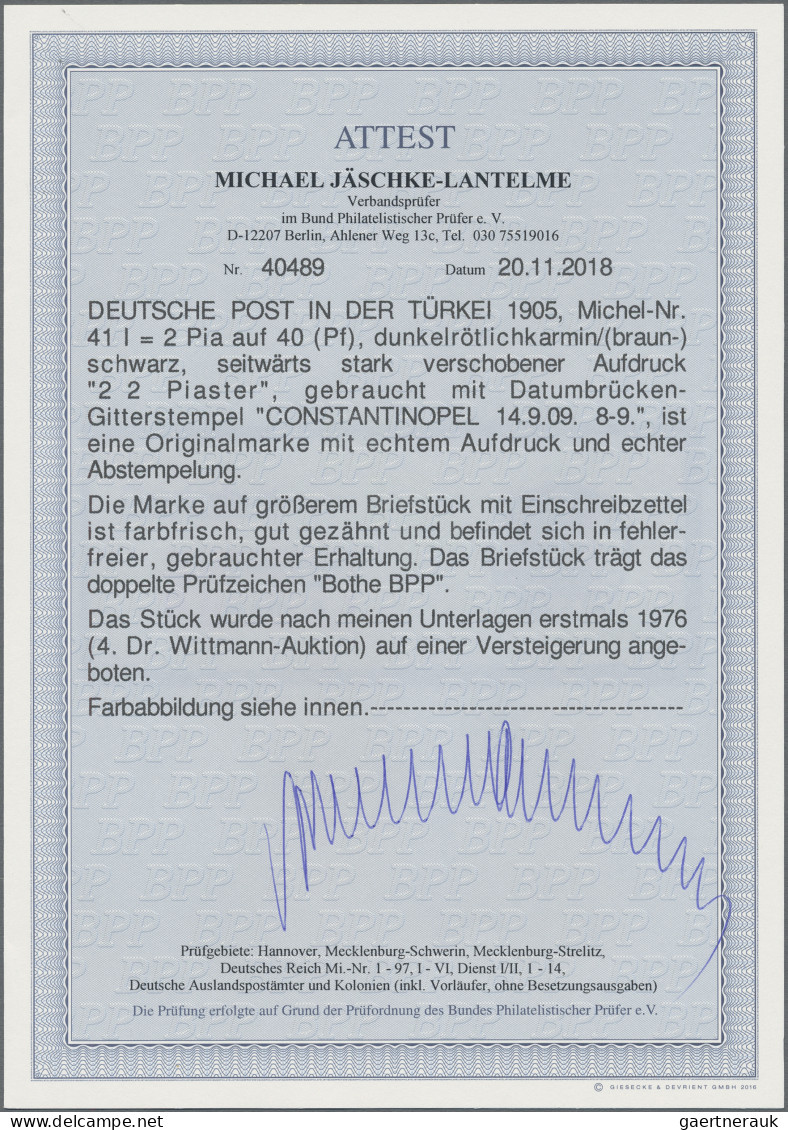 Deutsche Post In Der Türkei: 1905, 2 Piaster Auf 40 Pfg Germania, Extrem Stark V - Turkey (offices)