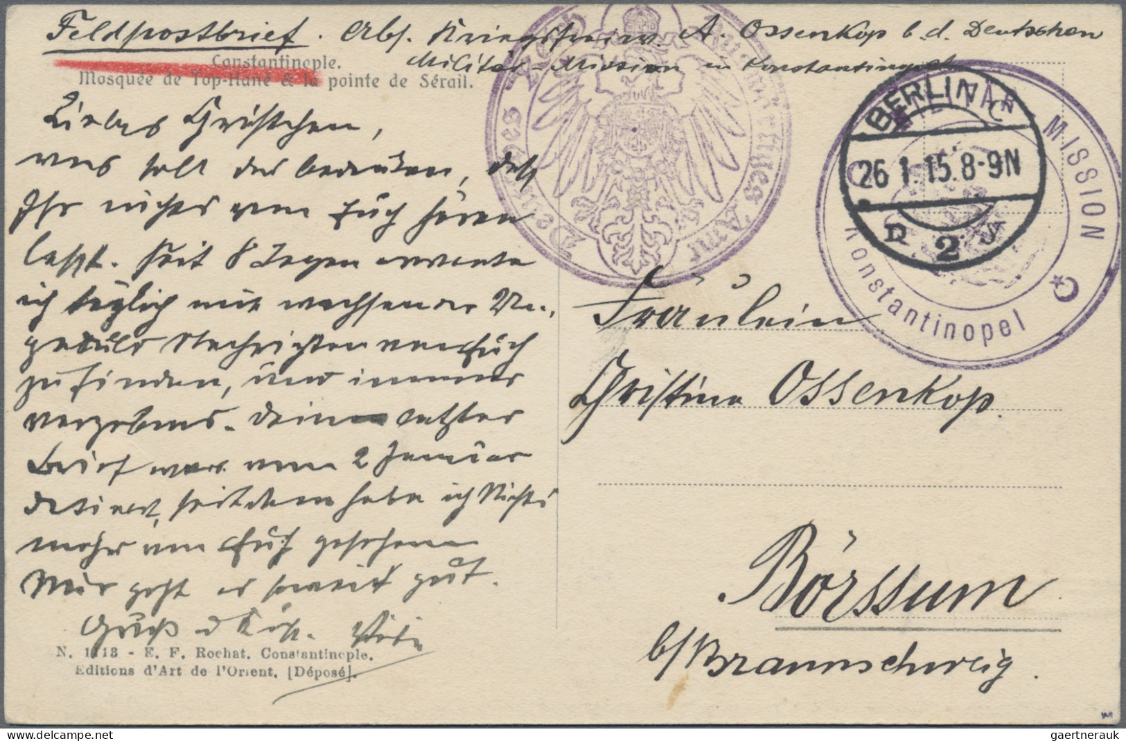 Militärmission: 1915, "MILITÄR-MISSION * Konstantinopel *" Provisorischer Zweisp - Deutsche Post In Der Türkei