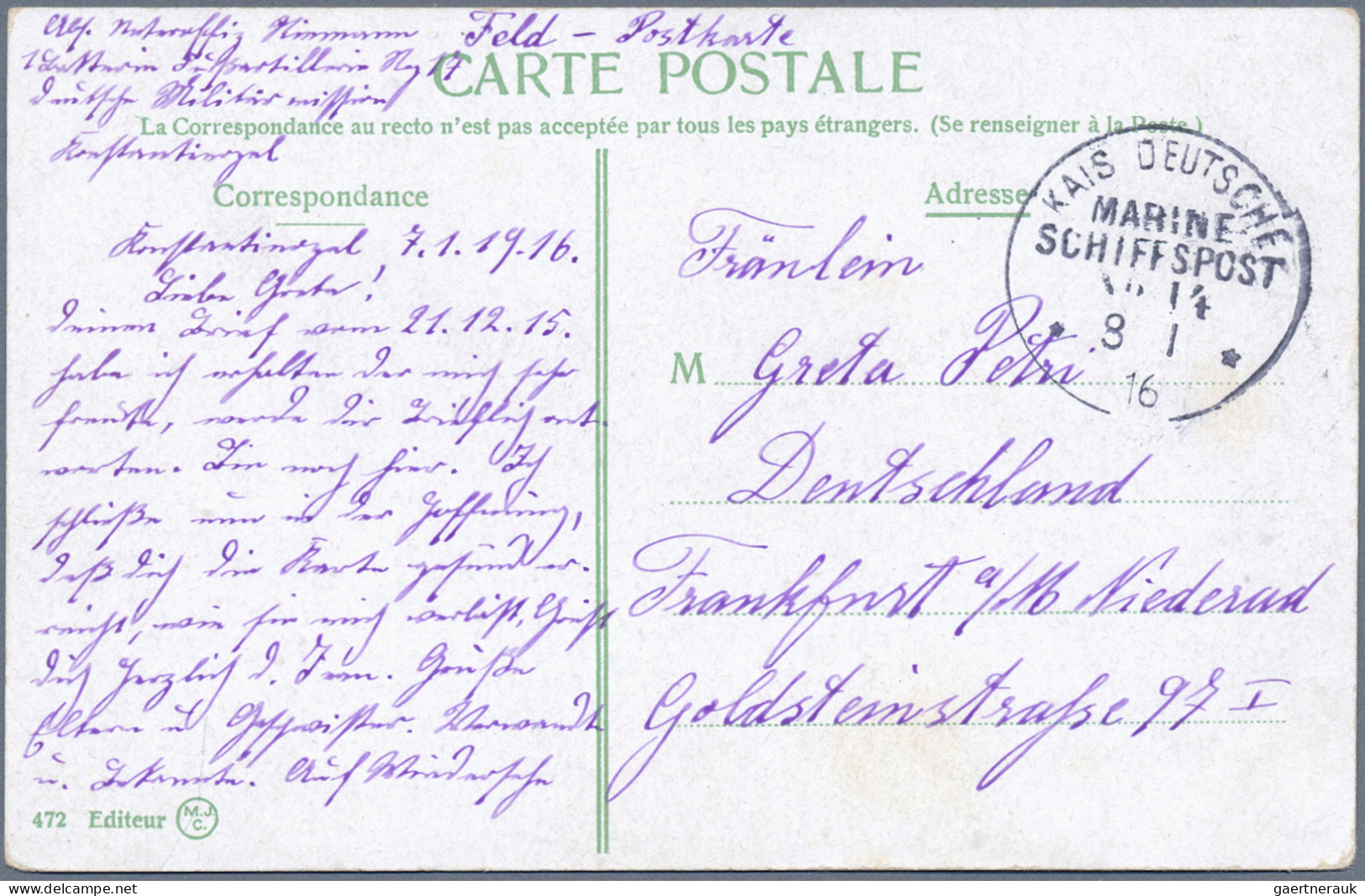 Militärmission: 1915 - 1916, MSP No. 14 (= Dampfer "General") Auf Fünf FP-Belege - Deutsche Post In Der Türkei