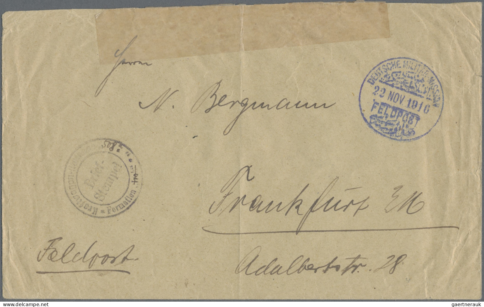 Militärmission: 1916 (22.11.), "DEUTSCHE MILITÄR-MISSION FELDPOST" Provisorische - Turchia (uffici)