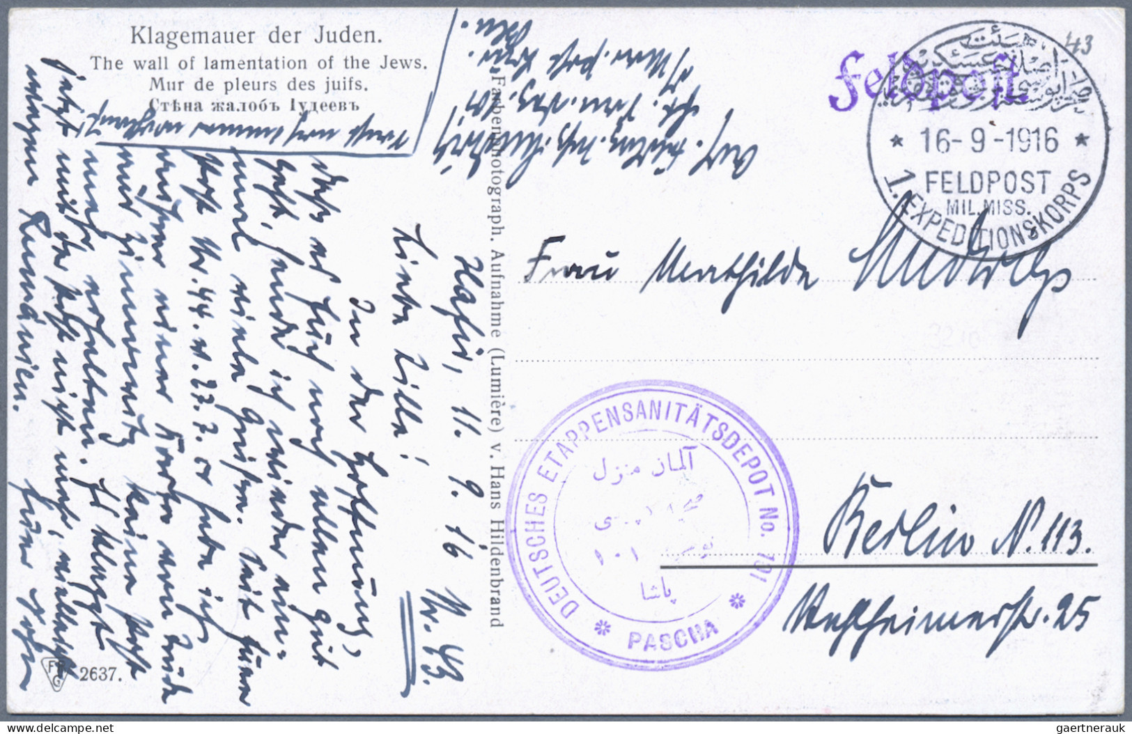 Militärmission: 1916 (16.9.), MIL.MISS.1.EXPEDITIONSKORPS (Luxusabschlag) Auf FP - Deutsche Post In Der Türkei