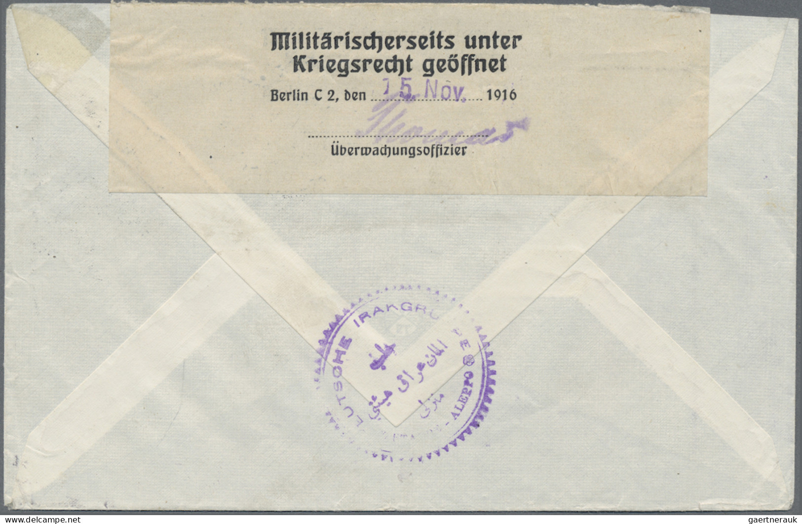 Militärmission: 1916 (2.11.), MIL.MISS.ALEPPO Auf FP. Brief Mit Seltenem, Zweisp - Turquie (bureaux)