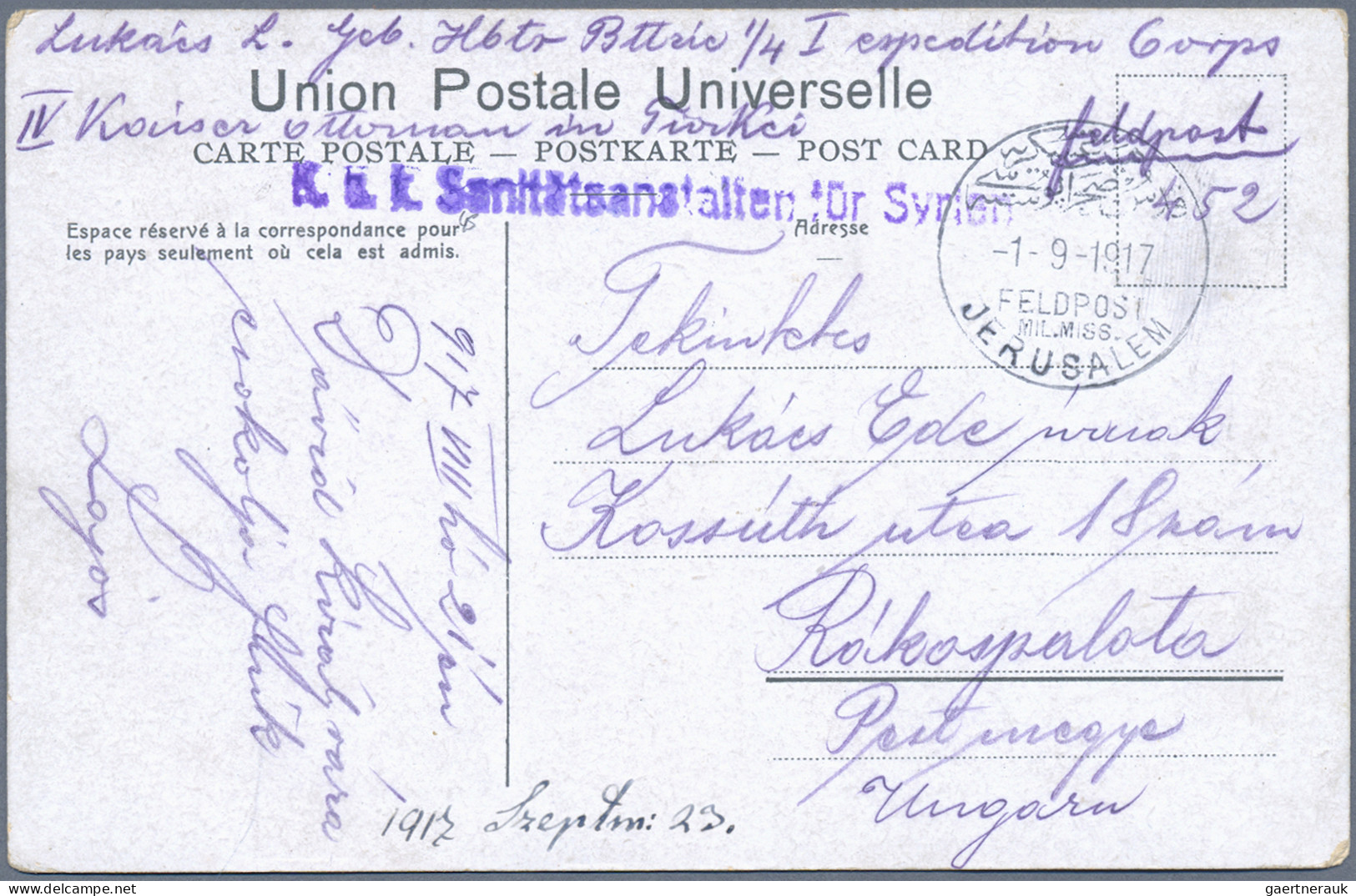 Militärmission: 1916 - 1917 fünf FP-Karten mit Stempel ALEPPO, A.O.K.4 (2), BOSA